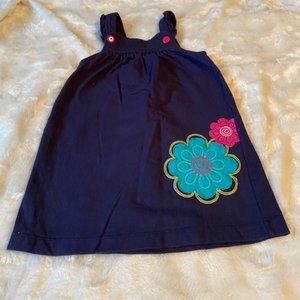 $ 10 ADD ON Carter's Girls Navy Blue Jumper Dress Size 4 100% Cotton Floral EUC